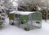 Verde Eglu Cube y correr en el jardín cubierto de Snow
