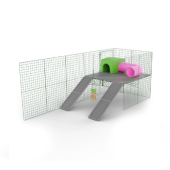 Zippi plataforma con dos rampas un refugio y un túnel y una Golosina Caddi