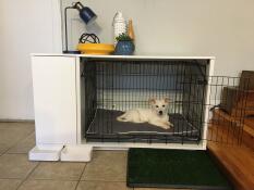 Perro acostado en Omlet Fido Nook muebles para perros