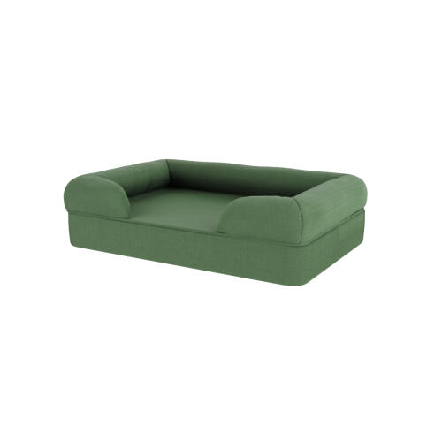 Una cama para perros de espuma con memoria verde.