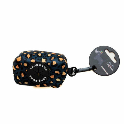 Long paws funk the dog poo bag | leopard green & Gold