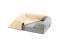 Cama de espuma con memoria gris pequeña de 24 con una manta de felpa color crema encima
