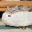 Gato durmiendo en una cama de lujo maya donut blanco nieve con patas de metal de horquilla negras