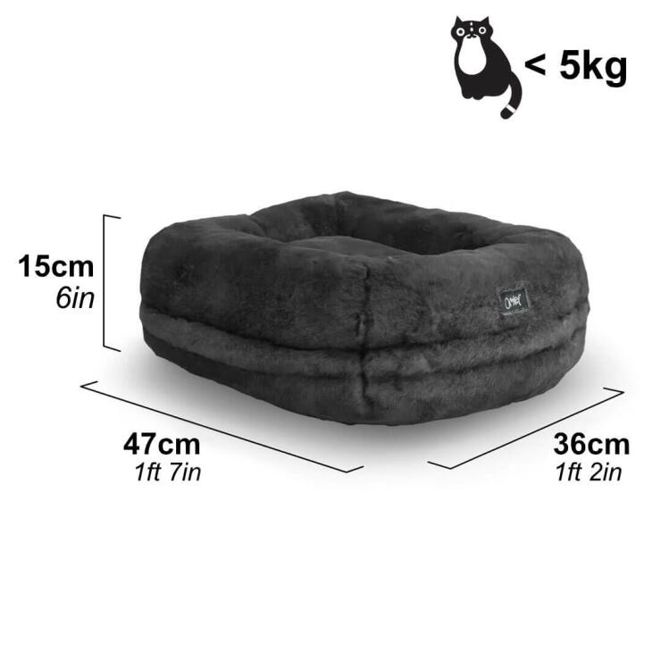 Imagen que muestra las dimensiones de la cama para gatos super suave donut