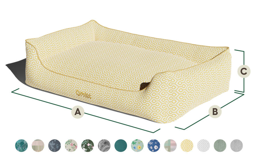 Dimensiones de la cama para perros Omlet nest - inserciones antiguas.